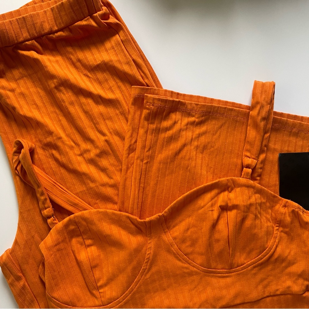 SHEIN Orange Utility Jumpsuit with Zipper Front
